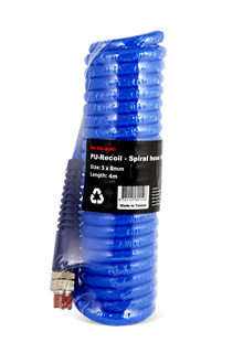 Powerhand PU-oprolbare spiraalslang 5 x 8 mm, 1/4“ aansluiting