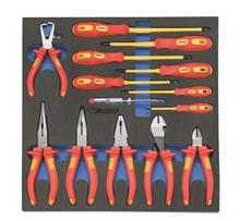 Geïsoleerde schroevendraaier- en tangenset in foam, 14-dlg.