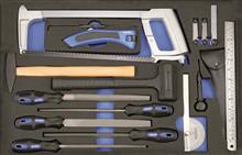 Vijl-hamer-zaag en meet set 17-dlg.