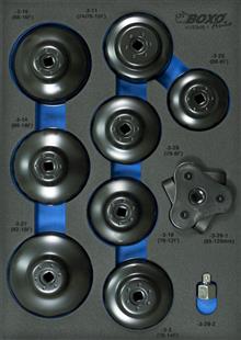 BOXO 3/8” Oliefilterdopsleutelset voor Europese voertuigen 16-dlg.