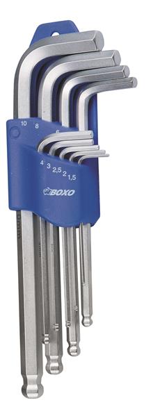 Kogelkop inbussleutelset (extra lang) 9-dlg. 